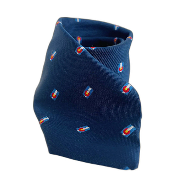Sir Christopher Hatton Navy Blue Colorado Flag Tie - Picture 1 of 7